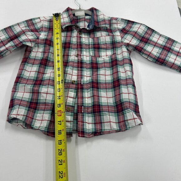 0401 Crazy 8 Kids Plaid Button Down Shirt – Red/Green | Long Sleeve | Size 5T - Picture 5 of 7